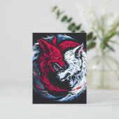 Dual Wild Lunar Wolf Feestdagenkaart (Staand voorkant)
