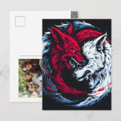 Dual Wild Lunar Wolf Feestdagenkaart (Voorkant / Achterkant)