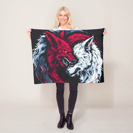 Dual Wild Lunar Wolf Fleece Deken (In situ)