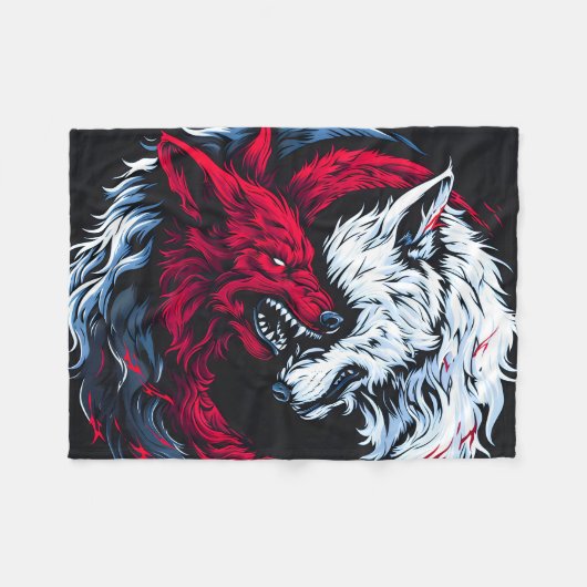 Dual Wild Lunar Wolf Fleece Deken (Voorkant (Horizontaal))