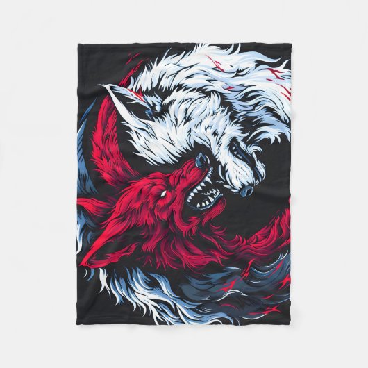 Dual Wild Lunar Wolf Fleece Deken (Voorkant)