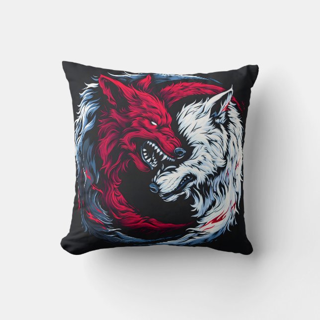 Dual Wild Lunar Wolf Kussen (Voorkant)