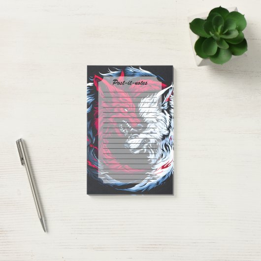 Dual Wild Lunar Wolf Post-it® Notes (Kantoor)