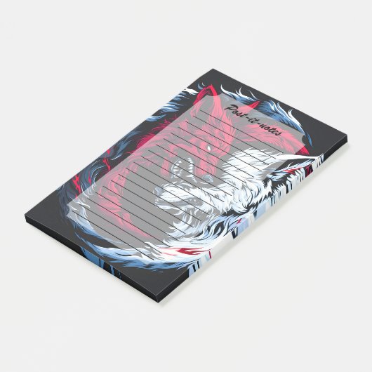 Dual Wild Lunar Wolf Post-it® Notes (Schuin)