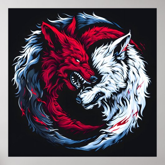 Dual Wild Lunar Wolf Poster (Voorkant)