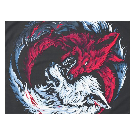Dual Wild Lunar Wolf Tafelkleed (Voorkant (Horizontaal))