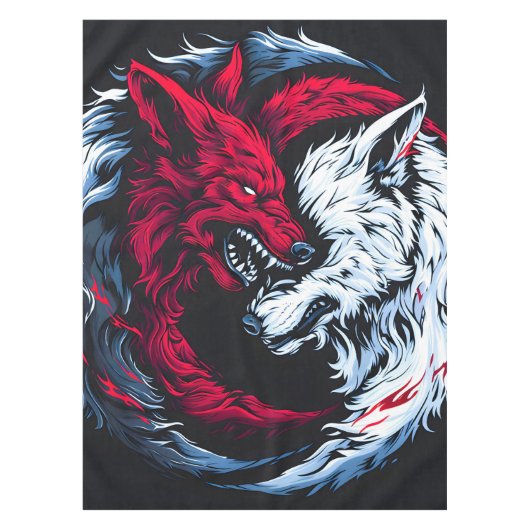 Dual Wild Lunar Wolf Tafelkleed (Voorkant)
