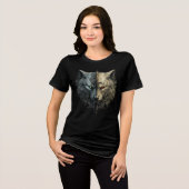Dual Wolf Spirits – Light & Dark Totem Art Tri-Blend Shirt (Voorkant volledig)