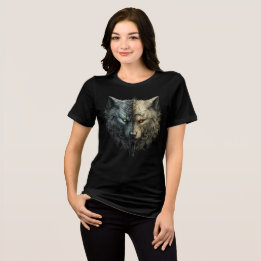Dual Wolf Spirits – Light & Dark Totem Art Tri-Blend Shirt