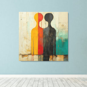 Dualiteit – Abstracte Figuren van Licht en Schaduw Canvas Afdruk
