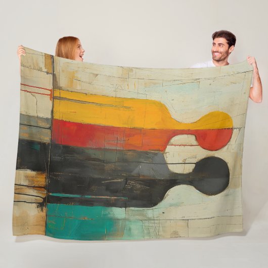 Dualiteit – Abstracte Figuren van Licht en Schaduw Fleece Deken (In situ)