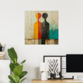 Dualiteit – Abstracte figuren van licht en schaduw Poster (Thuiskantoor)