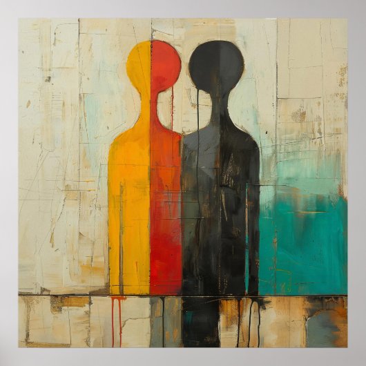 Dualiteit – Abstracte figuren van licht en schaduw Poster (Voorkant)