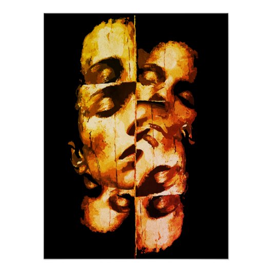 Dualiteit in Goud – Abstract Modern Portret Perfect Poster (Voorkant)