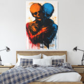 Dualiteit van Ziels Hedendaagse Expressionistische Canvas Afdruk (Insitu (Slaapkamer))