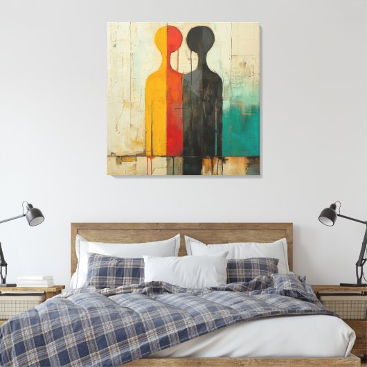 Duality – Abstract Figures of Light and Shadow Canvas Afdruk (Insitu (Slaapkamer))