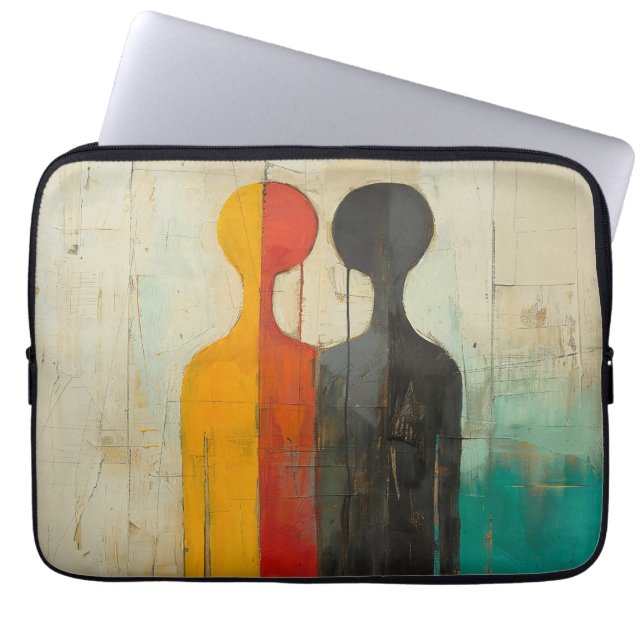 Duality – Abstract Figures of Light and Shadow Laptop Sleeve (Voorkant)