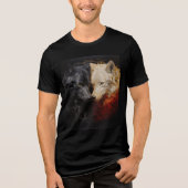 Duality Wolves – Black & White Spirit Art Tri-Blend Shirt (Voorkant)