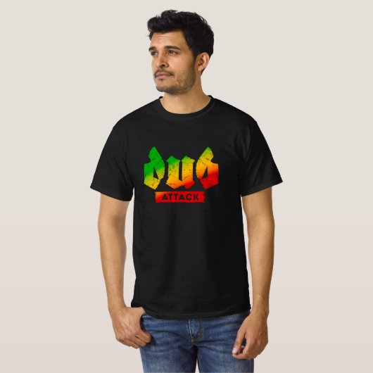Dub Attack Rasta Kleuren Reggae T-shirt (Voorkant volledig)