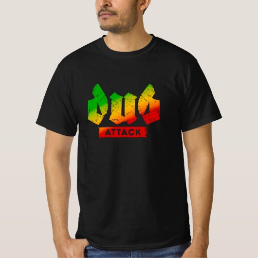Dub Attack Rasta Kleuren Reggae T-shirt (Voorkant)