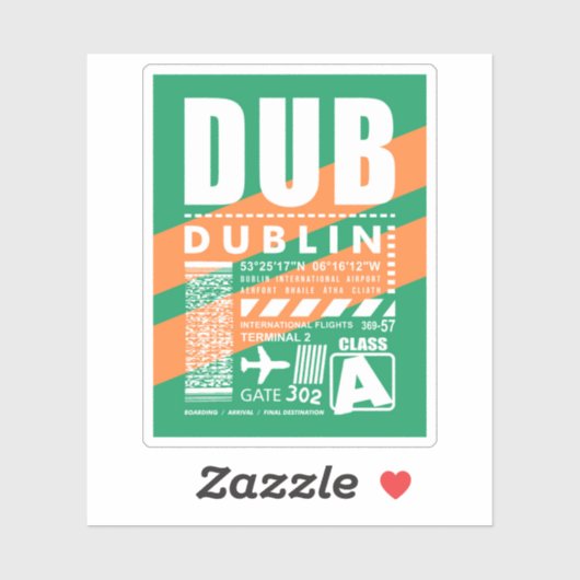 DUB Dublin Airport Sticker (Vel)