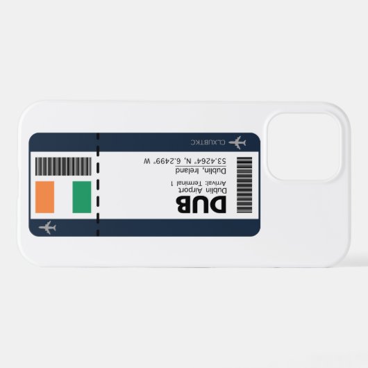DUB Dublin Boarding Pass - Ireland Ticket iPhone Hoesje (Achterkant horizontaal)