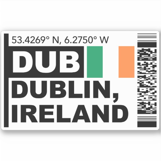 DUB Dublin Boarding Pass - Ireland Travel Sticker (Voorkant)