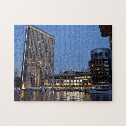 Dubai architectuur bij nacht legpuzzel (Horizontaal)