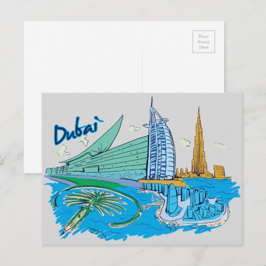 Dubai, beroemde stad van de Verenigde Arabische Em Briefkaart (Voorkant / Achterkant)