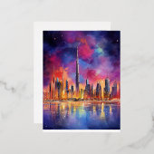 Dubai bij nacht Abstract Landschap Folie Feestdagen Briefkaart (Voorkant / Achterkant)