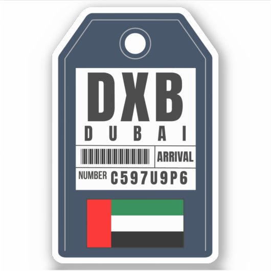 Dubai Boarding Pass - Verenigde Arabische Emiraten Sticker (Voorkant)