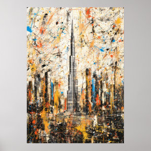 Dubai Burj Khalifa Abstracte druppel schildering Poster