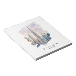 Dubai Burj Khalifa Luxe Stadssilhouet Aquarel Notitieblok