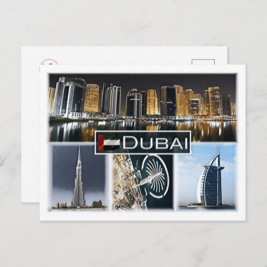 Dubai - Burj Khalifa - marina tower - Briefkaart (Voorkant / Achterkant)