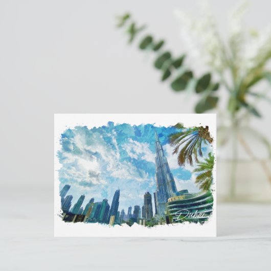 Dubai Burj Khalifa Panorama Uitzicht Briefkaart (Staand voorkant)