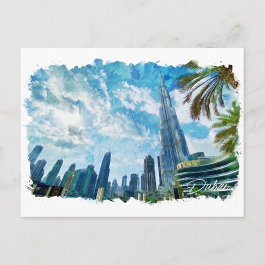 Dubai Burj Khalifa Panorama Uitzicht Briefkaart (Voorkant)