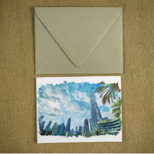 Dubai Burj Khalifa Panorama Uitzicht Briefkaart