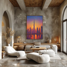Dubai Burj Khalifa Pointillisme Silhouet Zonsonder