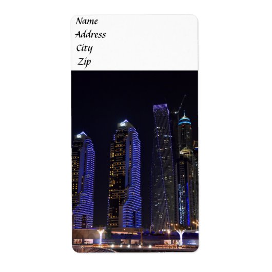 Dubai Cayan Tower 's nachts Etiket (Voorkant)