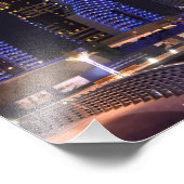 Dubai Cayan Tower 's nachts Foto Afdruk (Hoek)