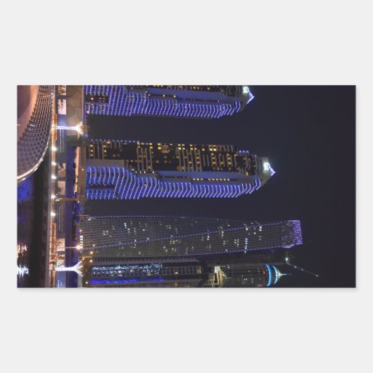 Dubai Cayan Tower 's nachts Rechthoekige Sticker (Voorkant)