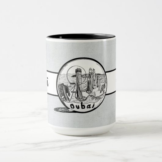 Dubai City Elegant linnen Ringer 15oz Mok (Midden)