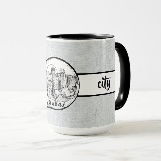 Dubai City Elegant linnen Ringer 15oz Mok (Voorkant rechts)
