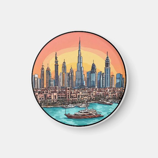 Dubai City Skyline met torenhoge wolkenkrabbers Magneet (Voorkant)