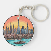 Dubai City Skyline met torenhoge wolkenkrabbers Sleutelhanger (Achterkant)
