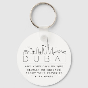 Dubai City Stylized Skyline Custom Slogan Sleutelh Sleutelhanger