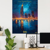 Dubai Dreams - Verlichte Skyline Reflecties Poster (Thuiskantoor)