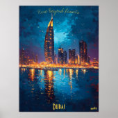 Dubai Dreams - Verlichte Skyline Reflecties Poster (Voorkant)