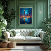 Dubai Dreams - Verlichte Skyline Reflecties Poster