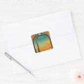 Dubai Dreamscape - Grafische stijl Art Nouveau ber Vierkante Sticker (Envelop)